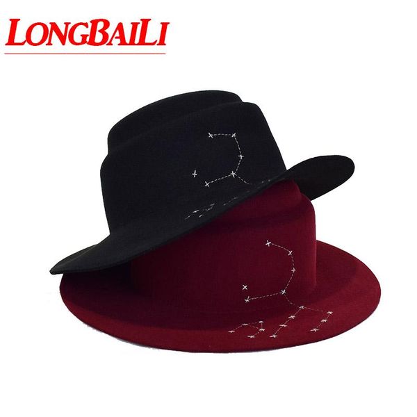 wide brim hats longbaili winter women flat wool felt fedora chapeau sun hat pwsv077, Blue;gray
wide brim hats longbaili winter women flat wool felt fedora chapeau sun hat pwsv077, Blue;gray
