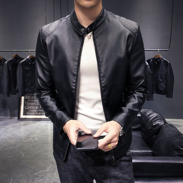 autumn 2020 new korean slim fit shopkeeper's suit stand collar leather jacket men's coat, Black;brown
autumn 2020 new korean slim fit shopkeeper's suit stand collar leather jacket men's coat, Black;brown
