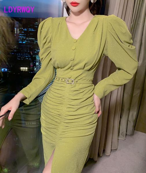 2021 new retro korean version office lady polyester sheath solid knee-length dress women's autumn/winter, Black;gray
2021 new retro korean version office lady polyester sheath solid knee-length dress women's autumn/winter, Black;gray