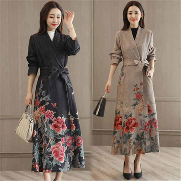 women's trench coats long deerskin windbreaker jacket female 2021 spring autumn fashion ethnic style deer suede tie tide h00928, Tan;black
women's trench coats long deerskin windbreaker jacket female 2021 spring autumn fashion ethnic style deer suede tie tide h00928, Tan;black