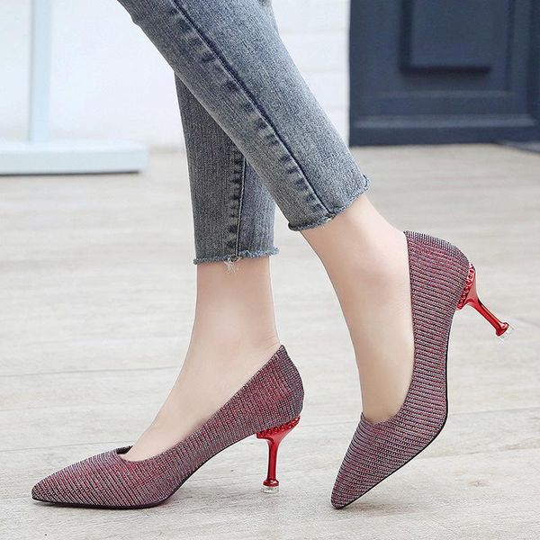 dress shoes women fashion 7cm thin high heels pointed toe slip-on shallow bling casual work lady wedding female pumps, Black
dress shoes women fashion 7cm thin high heels pointed toe slip-on shallow bling casual work lady wedding female pumps, Black