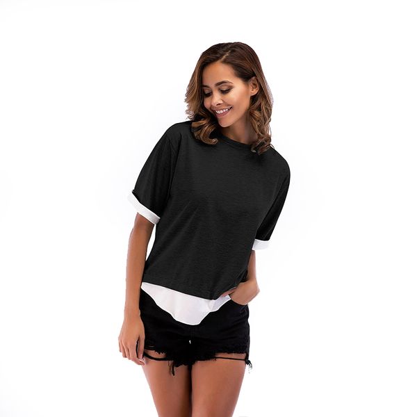 women's autumn and winter new loose color contrast stitching chiffon shirt irregular slit 5 / 4 sleeve t-shirt for women, White
women's autumn and winter new loose color contrast stitching chiffon shirt irregular slit 5 / 4 sleeve t-shirt for women, White