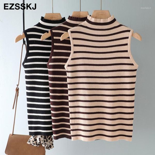 autumn spring stripe sleeveless sweater pullovers women casual 2020 turtleneck female basic sweater knit jumpers, White;black
autumn spring stripe sleeveless sweater pullovers women casual 2020 turtleneck female basic sweater knit jumpers, White;black
