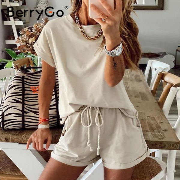 berrygo casual solid two piece set fresh comfortable daily lace up women's holiday sports suit spring and summer2020 t200702, White
berrygo casual solid two piece set fresh comfortable daily lace up women's holiday sports suit spring and summer2020 t200702, White