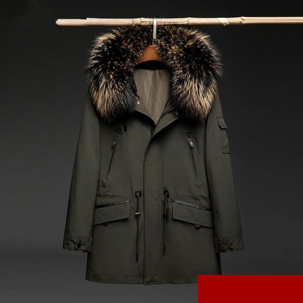 men's leather & faux parka natural liner winter coat men real raccoon fur collar hooded parkas for mens clothing 1808-3 yy802, Black
men's leather & faux parka natural liner winter coat men real raccoon fur collar hooded parkas for mens clothing 1808-3 yy802, Black