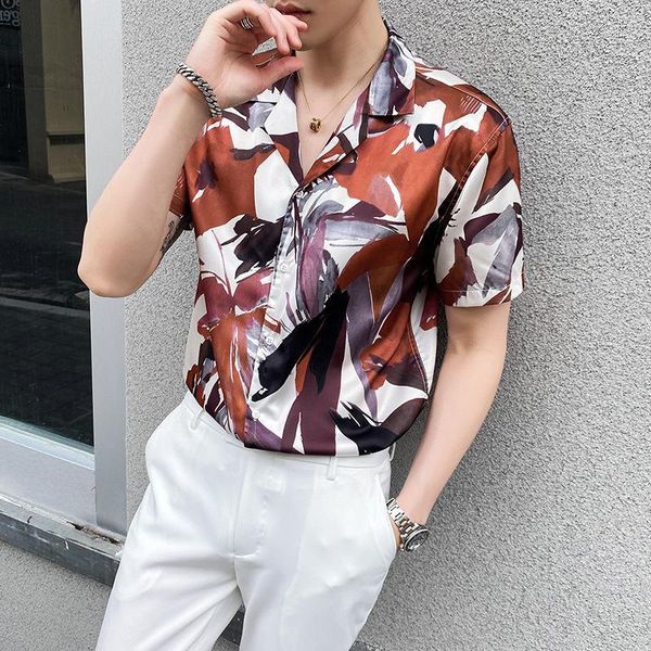 shirts men short sleeve print shirt streetwear social men dress camisa masculina lapels collar hawaii casual shirts1, White;black
shirts men short sleeve print shirt streetwear social men dress camisa masculina lapels collar hawaii casual shirts1, White;black