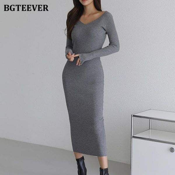 bgteever casual v-neck solid knitted dress women winter full sleeve package hip vestidos femme skinny ladies midi sweater dress, Black;gray
bgteever casual v-neck solid knitted dress women winter full sleeve package hip vestidos femme skinny ladies midi sweater dress, Black;gray