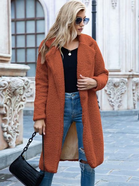 women's fuzzy fleece lapel open front long cardigan coat faux fur warm winter outwear jackets with pockets1, Black
women's fuzzy fleece lapel open front long cardigan coat faux fur warm winter outwear jackets with pockets1, Black
