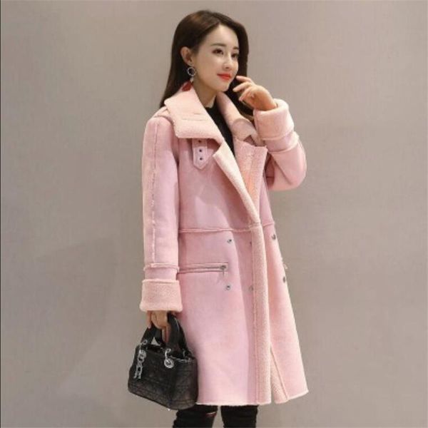 women's wool & blends winter suede fur coat women 2021 autumn fashion thick faux sheepskin long jacket overcoat female solid warm trenc, Black
women's wool & blends winter suede fur coat women 2021 autumn fashion thick faux sheepskin long jacket overcoat female solid warm trenc, Black