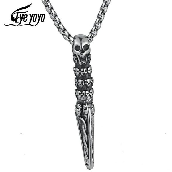 eyeyoyo biker stainless steel jewelry skull awl sword pendant vintage punk metal necklaces men hip hop rock man jewelry gifts, Silver
eyeyoyo biker stainless steel jewelry skull awl sword pendant vintage punk metal necklaces men hip hop rock man jewelry gifts, Silver