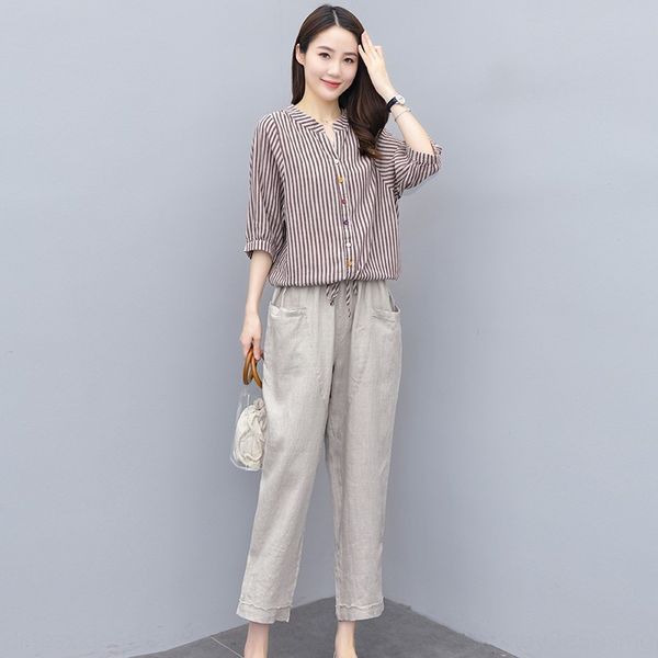 women's cotton and suit 2020 summer trouserscotton and linen trousersnew women's korean style striped ankle-length pants linen two, Gray
women's cotton and suit 2020 summer trouserscotton and linen trousersnew women's korean style striped ankle-length pants linen two, Gray