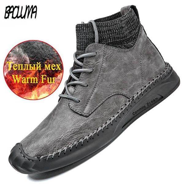 fashion men's snow boots plush warm men's winter boots waterproof leather outdoor tooling men trainers, Black
fashion men's snow boots plush warm men's winter boots waterproof leather outdoor tooling men trainers, Black