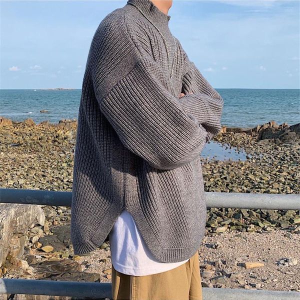 men's loose solid color simple sweater warm fashion retro casual knitted pullover wildsplit pullover loose knitting sweater, White;black
men's loose solid color simple sweater warm fashion retro casual knitted pullover wildsplit pullover loose knitting sweater, White;black