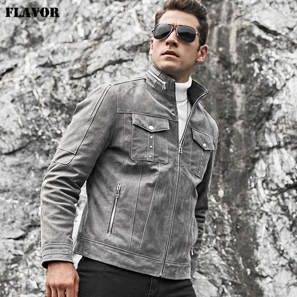 flavor men's real leather jacket men pigskin biker leather coat grey coat with standing collar1, Black
flavor men's real leather jacket men pigskin biker leather coat grey coat with standing collar1, Black