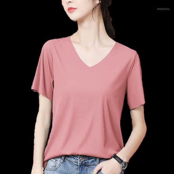 summer women casual t shirt female v-neck woman's solid t-shirt short sleeve korean lady no trace ice tshirt harajuku tee1, White
summer women casual t shirt female v-neck woman's solid t-shirt short sleeve korean lady no trace ice tshirt harajuku tee1, White