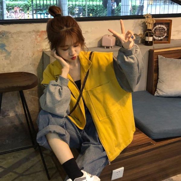 women's spring autumn fashion solid color stand-up collar loose zipper long sleeve coat, Black;brown
women's spring autumn fashion solid color stand-up collar loose zipper long sleeve coat, Black;brown