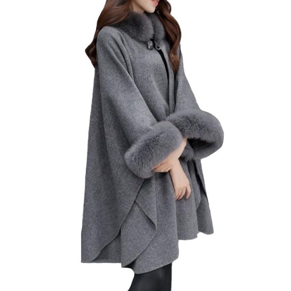 women's wool & blends ladies coat casual woolen fur collar cloak nizi autumn winter temperament models one button loose warm, Black
women's wool & blends ladies coat casual woolen fur collar cloak nizi autumn winter temperament models one button loose warm, Black