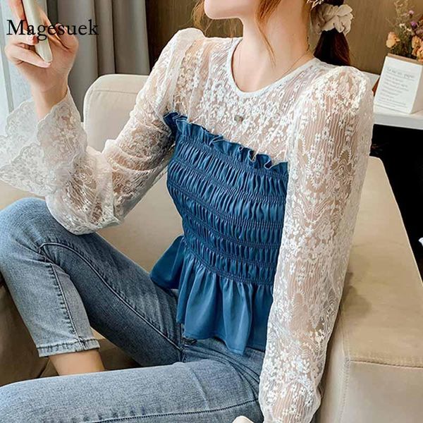 women's blouses & shirts sweet lace stitching puff long sleeve women 2021 autumn slimming waist ruffled pullover o-neck pleated 11908, White
women's blouses & shirts sweet lace stitching puff long sleeve women 2021 autumn slimming waist ruffled pullover o-neck pleated 11908, White