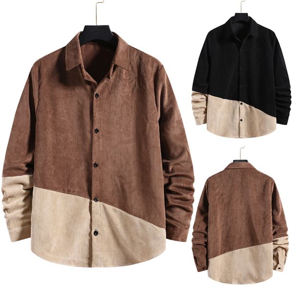 fashion mens autumn casual shirts slim fit shirt corduroy turndown collar patchwork long sleeve british style european size men clothing, White;black
fashion mens autumn casual shirts slim fit shirt corduroy turndown collar patchwork long sleeve british style european size men clothing, White;black