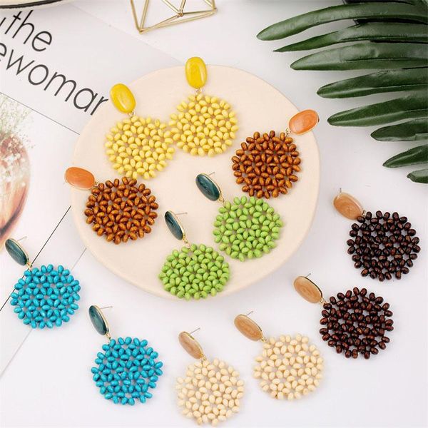6 color boho ladies handmade round wood beaded drop earrings for women korean style trendy metal enamel dangle earring jewelry, Silver
6 color boho ladies handmade round wood beaded drop earrings for women korean style trendy metal enamel dangle earring jewelry, Silver
