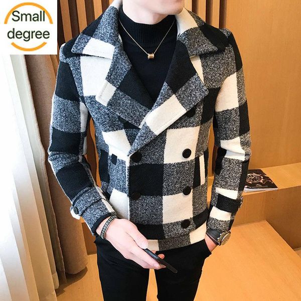 men's wool & blends windbreaker thickened short woolen coat in autumn and winter, trendy youth korean style slim double-breasted, Black
men's wool & blends windbreaker thickened short woolen coat in autumn and winter, trendy youth korean style slim double-breasted, Black