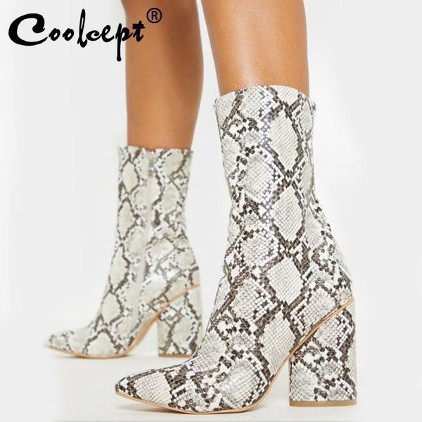 coolcept snakeskin mid calf boots women pointed toe zipper thick heel shoes autumn winter warm botas mujer size 36-431, Black
coolcept snakeskin mid calf boots women pointed toe zipper thick heel shoes autumn winter warm botas mujer size 36-431, Black