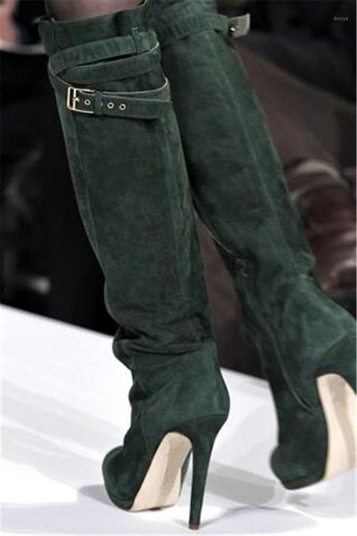 fashion women black army green suede knee boots platform strap cross buckle thin high heel long knight boots runway dress shoe1
fashion women black army green suede knee boots platform strap cross buckle thin high heel long knight boots runway dress shoe1