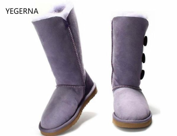 australia women snow boots woo keep warm in winter high tube, Black