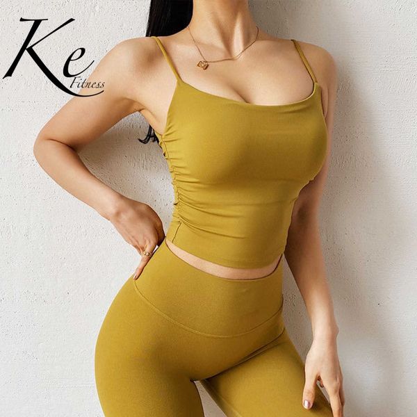 gym clothing ke nylon spandex yoga fitness suit feminine waist folds with chest pads nude camisole high sports set women, White;black
gym clothing ke nylon spandex yoga fitness suit feminine waist folds with chest pads nude camisole high sports set women, White;black