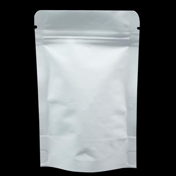100pcs 9*14cm Stand Up White Brown Kraft Paper Aluminum Foil Zip Lock Packaging Bag Mylar Heat Seal Food Gifts Packi Wmtsxk