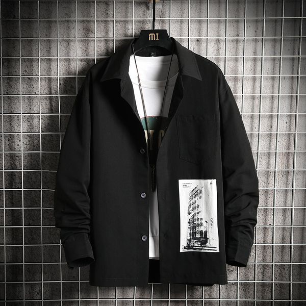 2021 new men's spring print men fashion black shirt jacket long sleeve blouse streetwear male shirts 1za6, White;black
2021 new men's spring print men fashion black shirt jacket long sleeve blouse streetwear male shirts 1za6, White;black