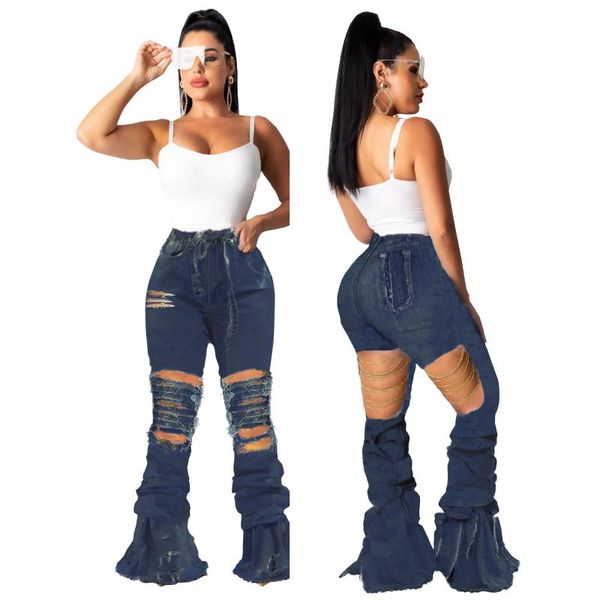 hsf2105 women's jeans fashion all-match personality ripped hole chain decoration non-elastic micro-flare pants, Blue
hsf2105 women's jeans fashion all-match personality ripped hole chain decoration non-elastic micro-flare pants, Blue