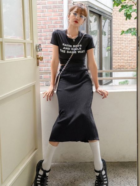 dazy split hem high waist straight skirt y0jl#, Black
dazy split hem high waist straight skirt y0jl#, Black