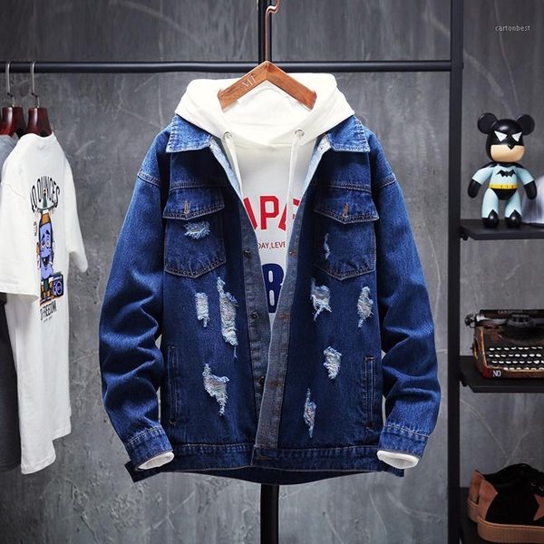 men's jackets holes spring & with autumn mens denim jacket ripped coat men slim fit solid casual embroidery coats for cot1, Black;brown
men's jackets holes spring & with autumn mens denim jacket ripped coat men slim fit solid casual embroidery coats for cot1, Black;brown