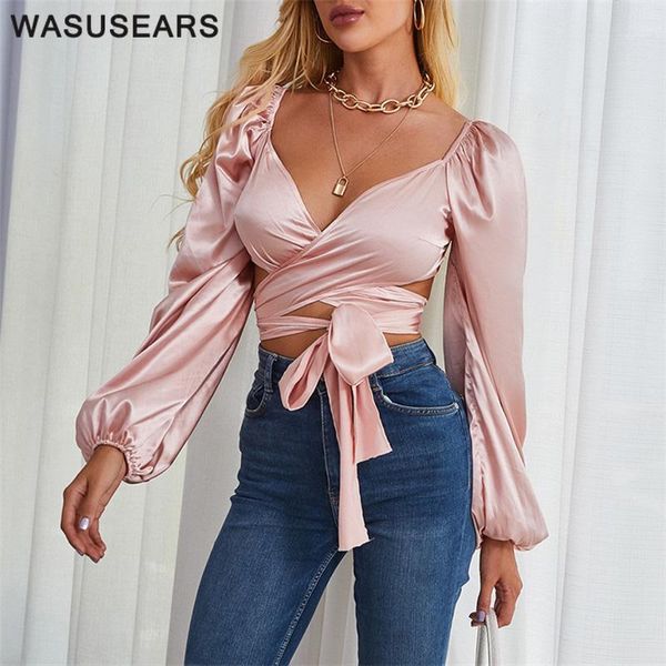 puff sleeve and blouses korean blouse women 2020 v neck crop blouse wrap bandage crop slim autumn streetwear1, White
puff sleeve and blouses korean blouse women 2020 v neck crop blouse wrap bandage crop slim autumn streetwear1, White