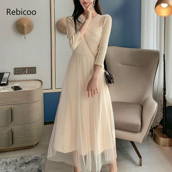 casual dresses rebicoo ladies temperament dress autumn elegant mesh knit stitching party female vesitidos, Black;gray
casual dresses rebicoo ladies temperament dress autumn elegant mesh knit stitching party female vesitidos, Black;gray