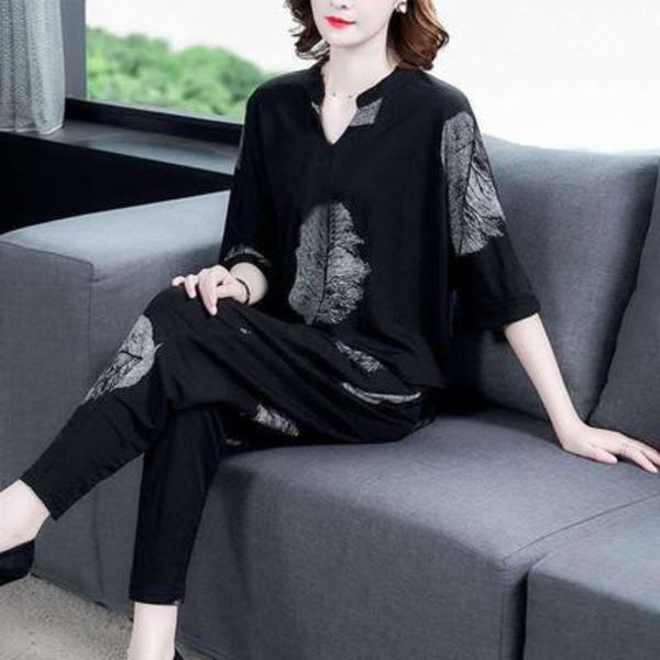8h3yl young mother's summer young style harlem pantstwo piece summer womanbroad suit sleeve wifeshort dresswestern mother's suitmi, Gray
8h3yl young mother's summer young style harlem pantstwo piece summer womanbroad suit sleeve wifeshort dresswestern mother's suitmi, Gray
