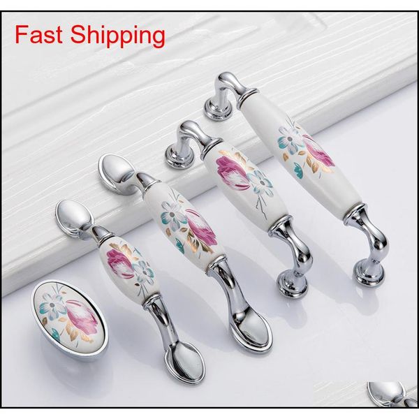 2 pcs tulip ceramic door handle silver drawer pulls vintage flower cupboard kitchen cabinet handles and knobs qylkbd homes2011 
2 pcs tulip ceramic door handle silver drawer pulls vintage flower cupboard kitchen cabinet handles and knobs qylkbd homes2011