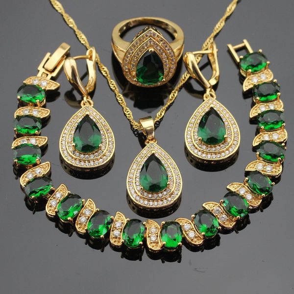 green stones gold color bridal jewelry sets for women bracelet earrings necklace pendant rings gift box
green stones gold color bridal jewelry sets for women bracelet earrings necklace pendant rings gift box