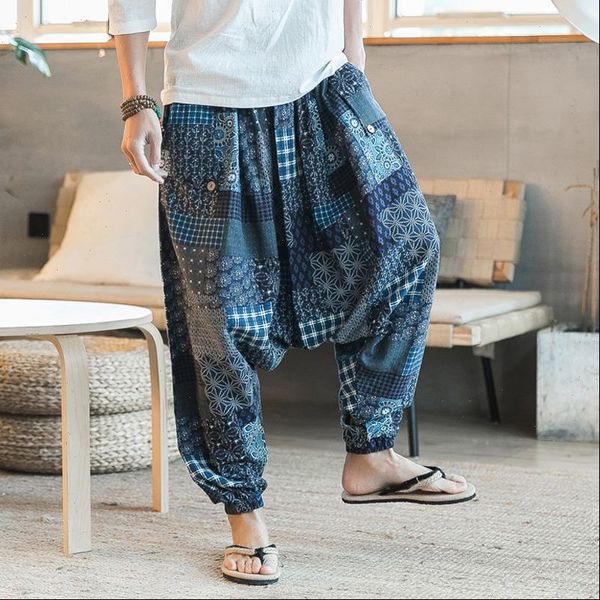 men harem pants drop crotch pockets joggers print casual trousers men loose hip hop baggy boho cotton linen wide leg, Black
men harem pants drop crotch pockets joggers print casual trousers men loose hip hop baggy boho cotton linen wide leg, Black