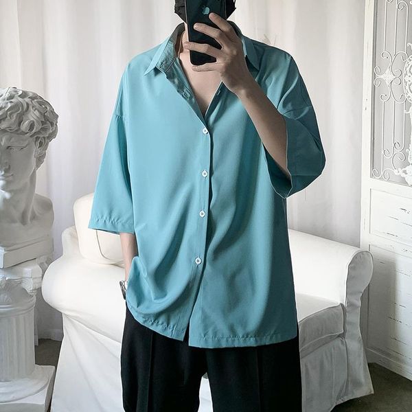 men's casual shirts 2021 summer youth ins korean version of immortality solid color loose seven-point sleeve shirt fashion, White;black
men's casual shirts 2021 summer youth ins korean version of immortality solid color loose seven-point sleeve shirt fashion, White;black