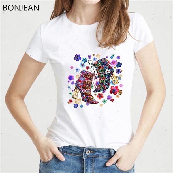 2021 vogue t shirt women flowers high heel shoes printed tshirt femme female t shirt summer shirt drop shipping, White
2021 vogue t shirt women flowers high heel shoes printed tshirt femme female t shirt summer shirt drop shipping, White