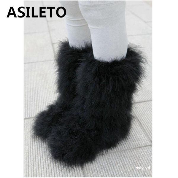 asileto winter boots women real hairy ostrich feather furry fur flats plush ski outdoor eskimo boots fluffy shoes bootie t553201103, Black
asileto winter boots women real hairy ostrich feather furry fur flats plush ski outdoor eskimo boots fluffy shoes bootie t553201103, Black