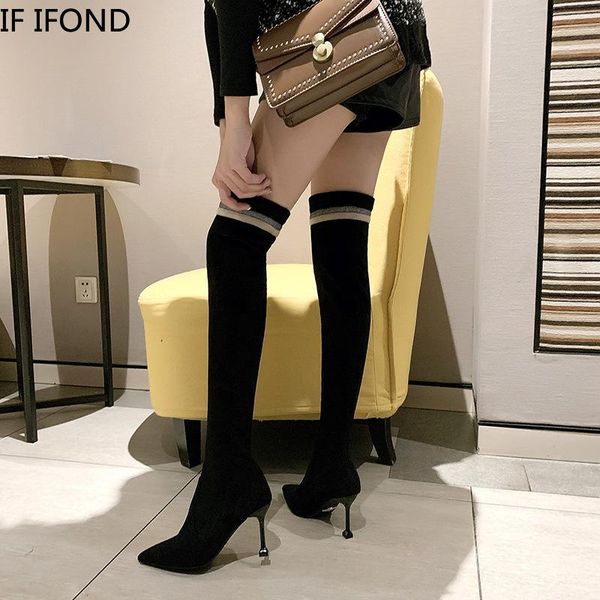 if ifond winter women high heel knee long thigh high boots slim fit elastic over the knee boots, Black
if ifond winter women high heel knee long thigh high boots slim fit elastic over the knee boots, Black