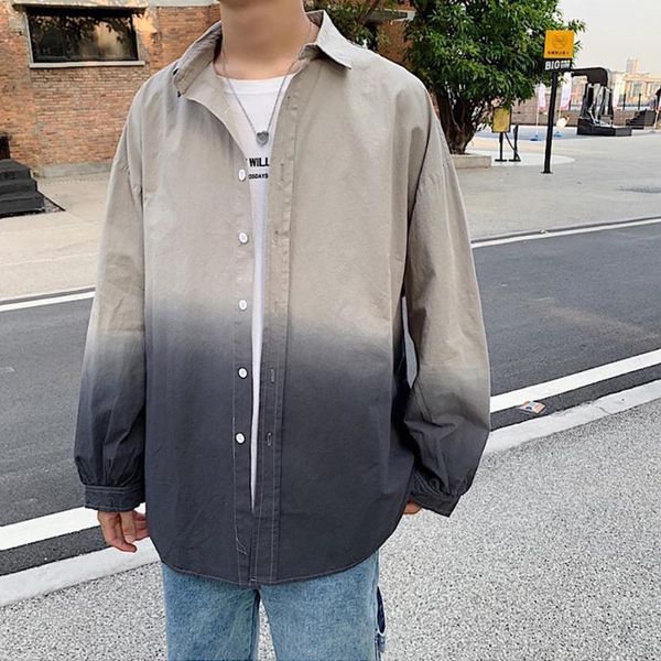 fashion color gradient long sleeves turn-down collar men casual shirt coat new fashion spring summer casual men's shirt 2xl1, White;black
fashion color gradient long sleeves turn-down collar men casual shirt coat new fashion spring summer casual men's shirt 2xl1, White;black