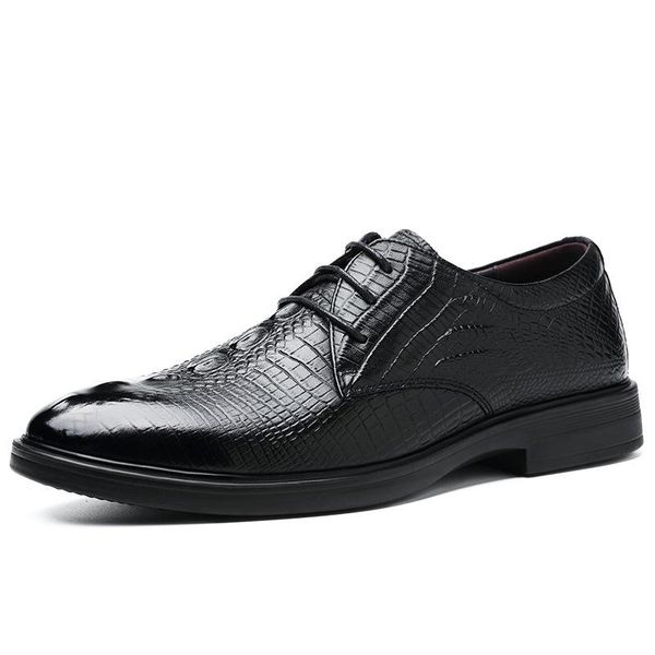 men leather shoes crocodile pattern men business dress classic lace up shoes oxford zapatos de hombre, Black
men leather shoes crocodile pattern men business dress classic lace up shoes oxford zapatos de hombre, Black