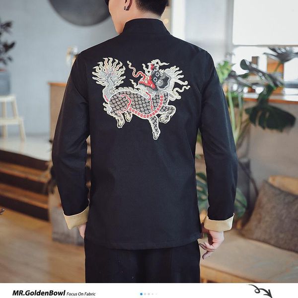 men's jackets mrgoldenbowl embroidery jacket for men autumn chinese style button coats 2021 japanese black long sleeve man casual loose, Black;brown
men's jackets mrgoldenbowl embroidery jacket for men autumn chinese style button coats 2021 japanese black long sleeve man casual loose, Black;brown