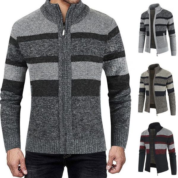 men's sweaters vintage stand collar zip up sweater coat knitwear cardigan knitted outerwear striped jacket slim fit tricot overcoat1, White;black
men's sweaters vintage stand collar zip up sweater coat knitwear cardigan knitted outerwear striped jacket slim fit tricot overcoat1, White;black