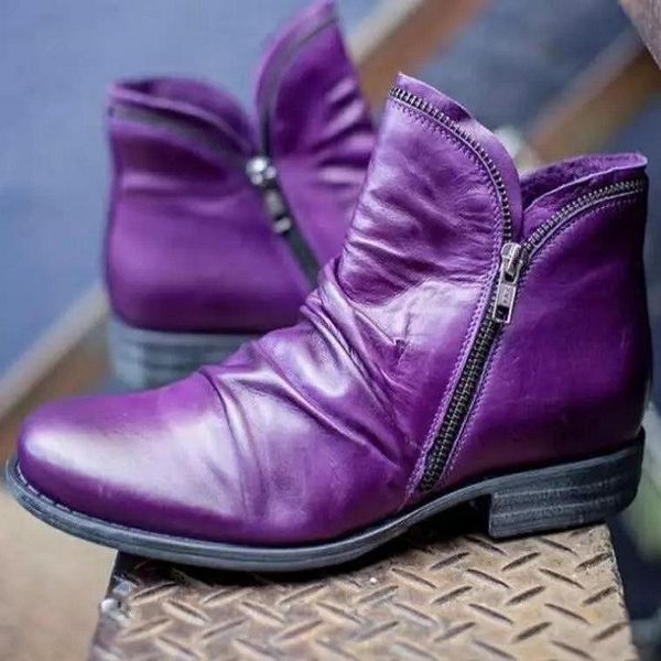 women pu leather ankle boots women autumn winter zipper vintage punk boots flat ladies shoes flat short snow mujer, Black
women pu leather ankle boots women autumn winter zipper vintage punk boots flat ladies shoes flat short snow mujer, Black
