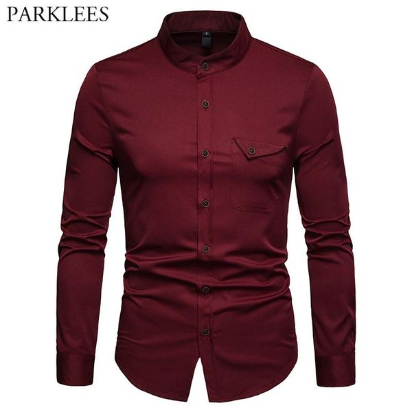 men's casual shirts mens solid mandarin collar shirt 2021 slim fit wine red dress for men plus size woke camisas social masculina, White;black
men's casual shirts mens solid mandarin collar shirt 2021 slim fit wine red dress for men plus size woke camisas social masculina, White;black